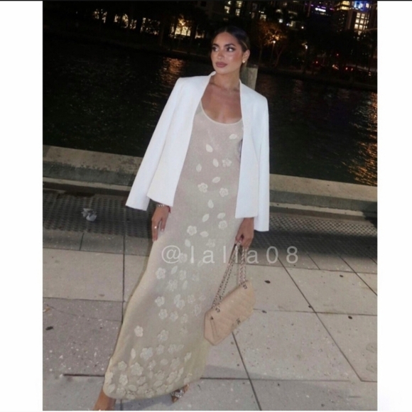 New Caroline Constas Cala Shimmery Knit Embroidered Floral Maxi Dress X-Small - Picture 3 of 13